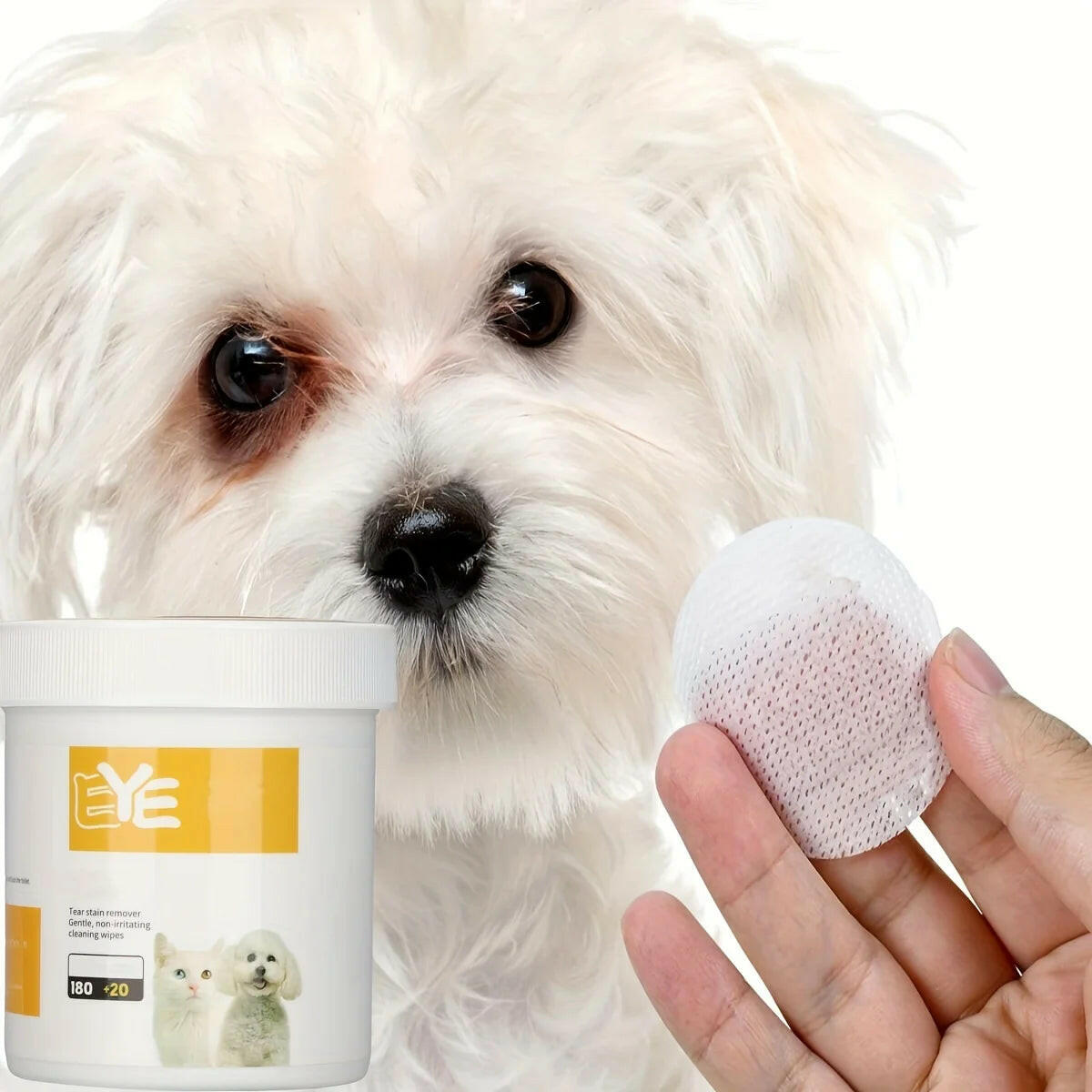 200 Count Pet Eye Cleaning Wipes - Gentle Tear Stain Remover Pads for Happy, Healthy Pets!.