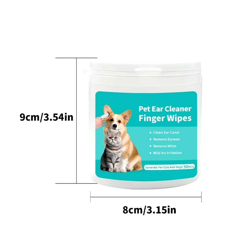 Convenient Disposable Pet Ear Cleaning Wipes with Finger Covers for Easy Ear Care and Mite Removal.