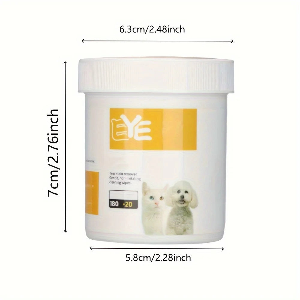 200 Count Pet Eye Cleaning Wipes - Gentle Tear Stain Remover Pads for Happy, Healthy Pets!.