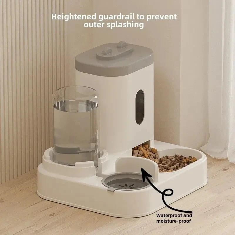 Elevated Automatic Pet Feeder & Water Fountain - Large Capacity for Cats & Dogs.