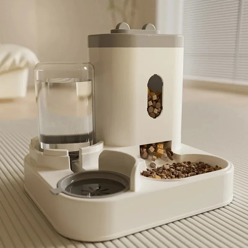 Elevated Automatic Pet Feeder & Water Fountain - Large Capacity for Cats & Dogs.