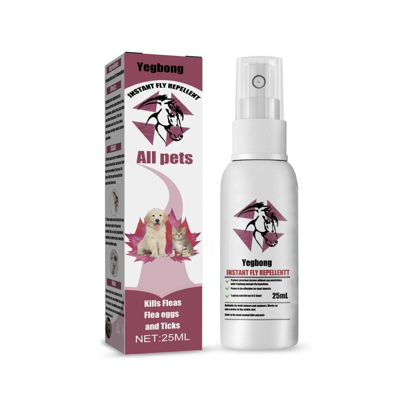 Pet Fur Spray for Effective Flea, Tick, and Mosquito Control in Dogs, Cats, and Home Environments.