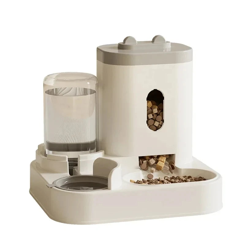 Elevated Automatic Pet Feeder & Water Fountain - Large Capacity for Cats & Dogs.