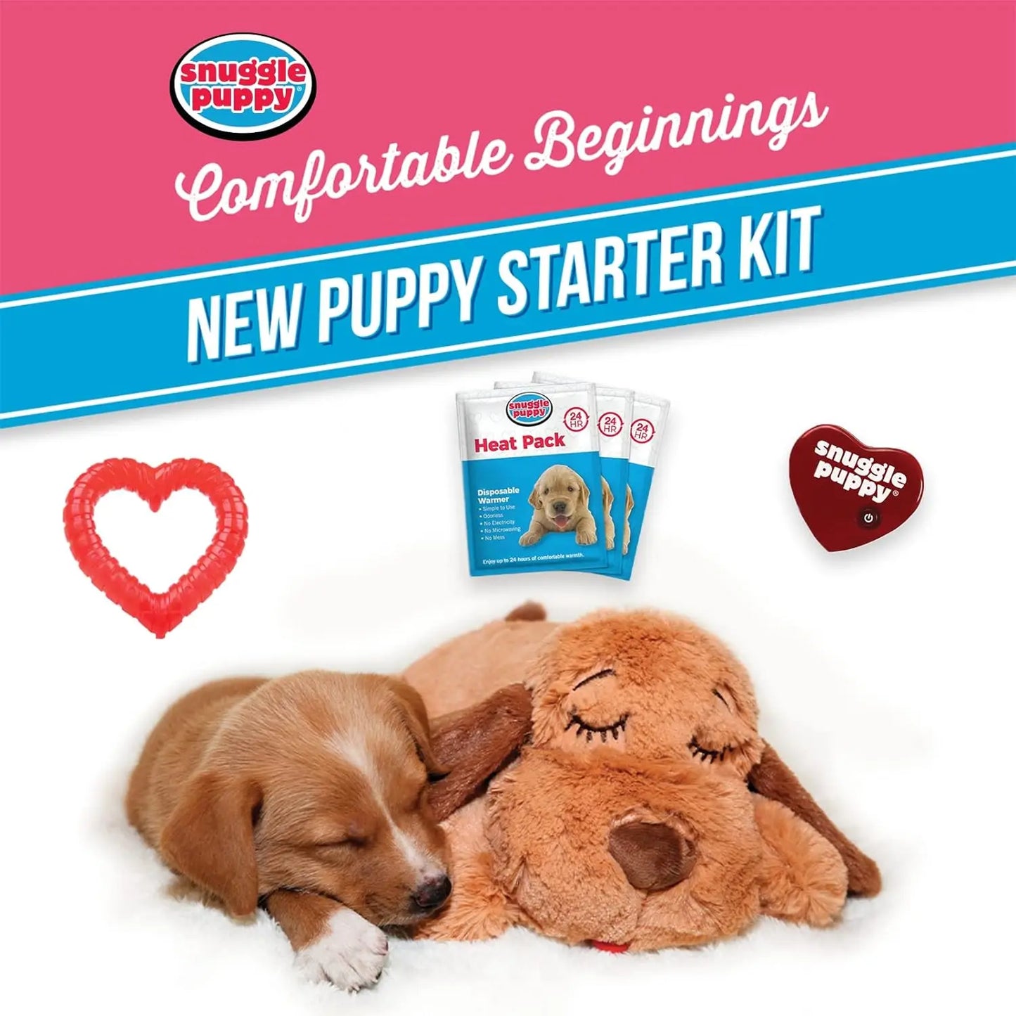 Anxiety Relief Starter Kit: Adorable Biscuit-Colored Puppy & Fun Pink Toy!.