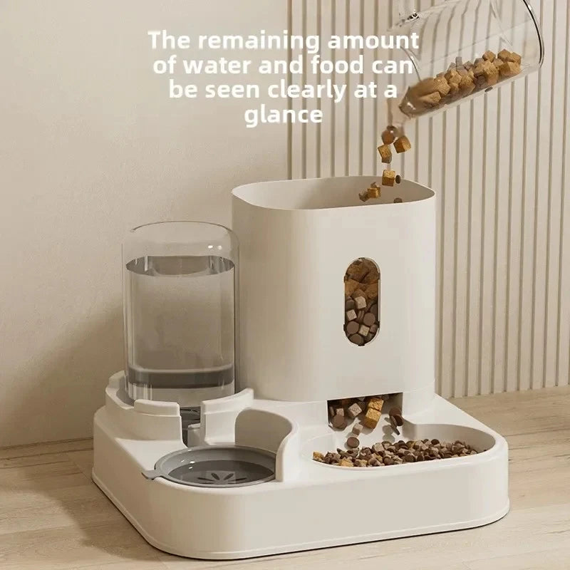 Elevated Automatic Pet Feeder & Water Fountain - Large Capacity for Cats & Dogs.