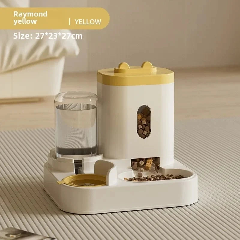 Elevated Automatic Pet Feeder & Water Fountain - Large Capacity for Cats & Dogs.