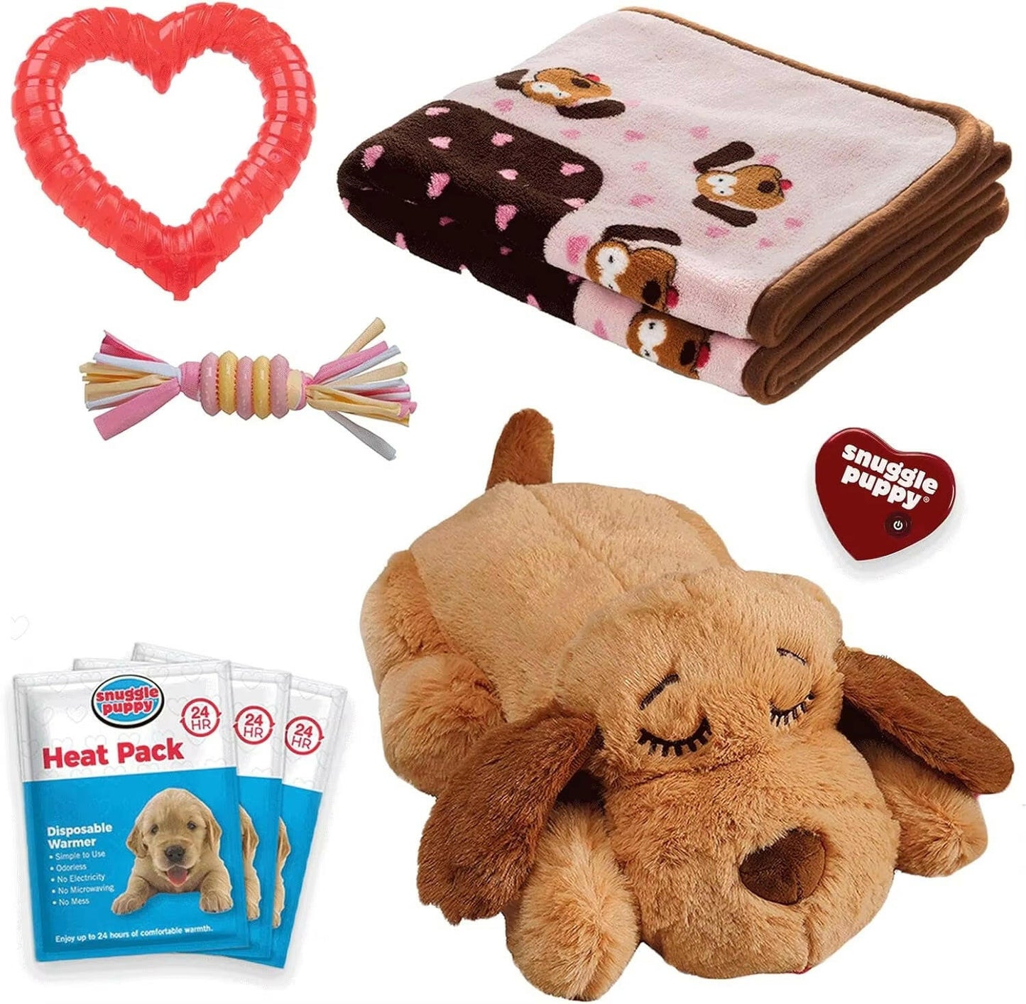 Anxiety Relief Starter Kit: Adorable Biscuit-Colored Puppy & Fun Pink Toy!.