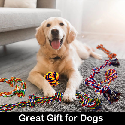 9-Piece Heavy Duty Tug & Chew Dog Toy Set with Natural Cotton Ropes.