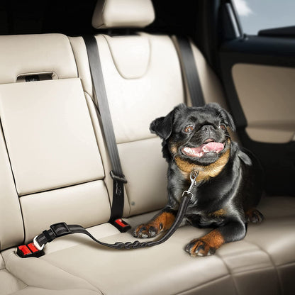 Dog Seat Belt with Elastic Bungee Buffer | Adjustable Car Travel Accessory.