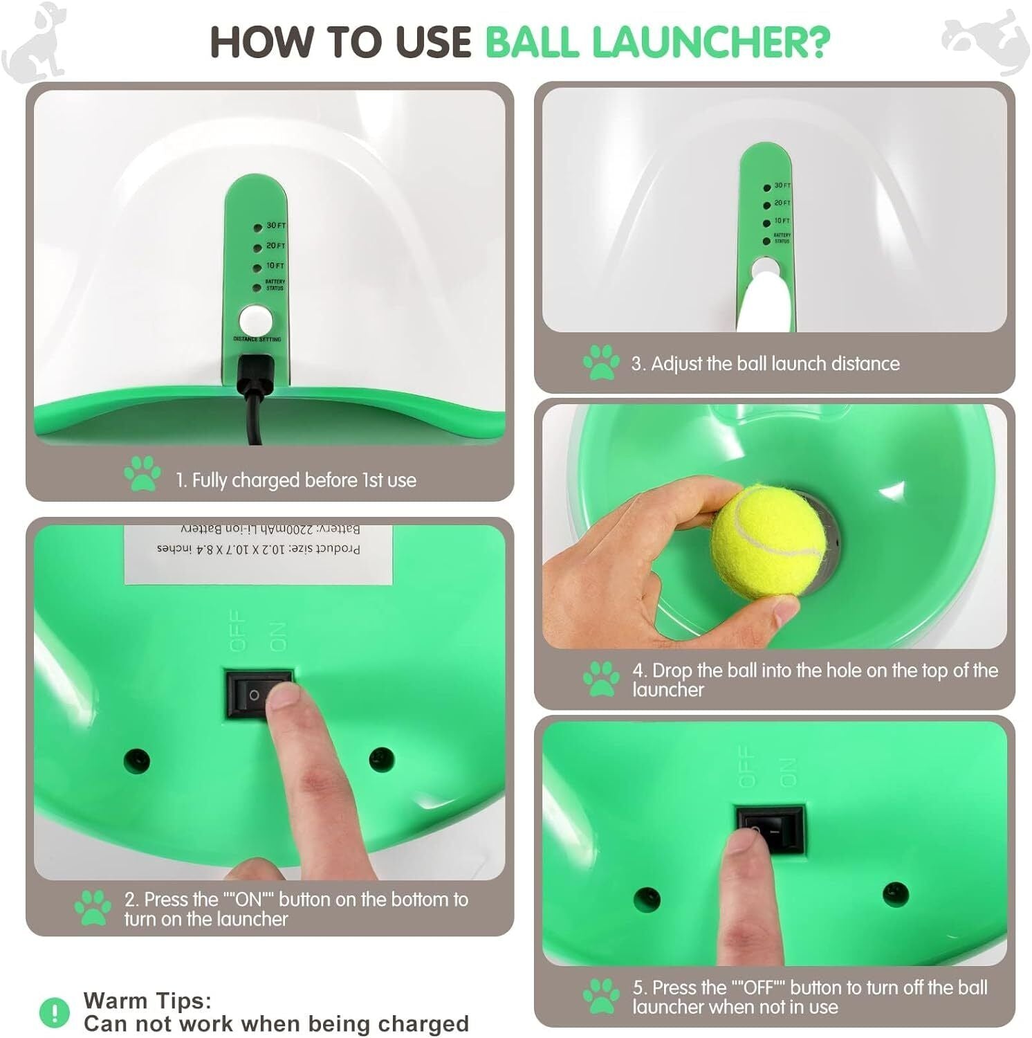 Automatic Ball Launcher Dog  Toy Interactive Tennis Pet Thrower.