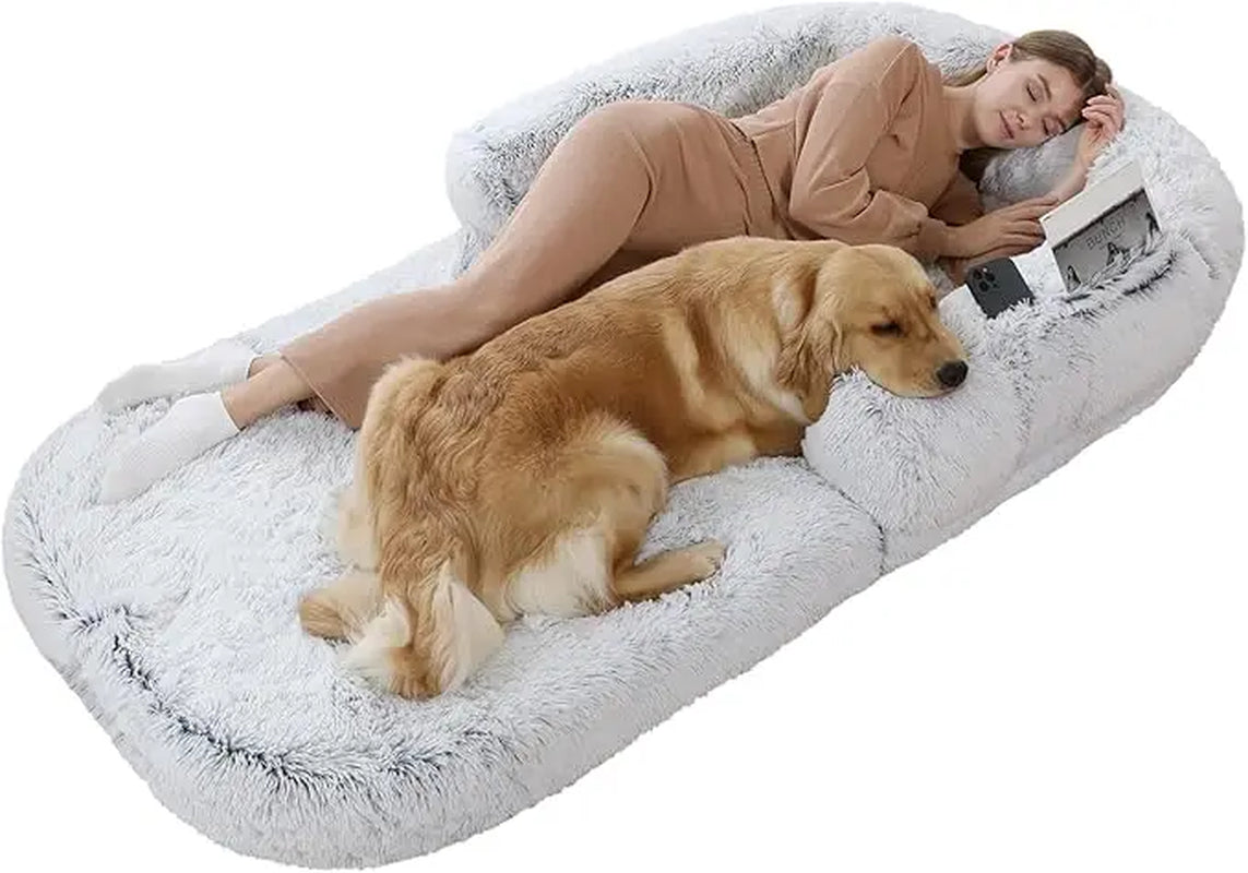 Large Dog Bed, 74" x 43" x 9", Foldable Plush and Washable Design.