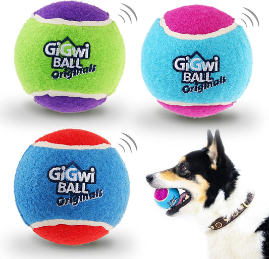 Squeaky Tennis Balls for Dogs - High Bouncing Interactive Toys  3 Pack.