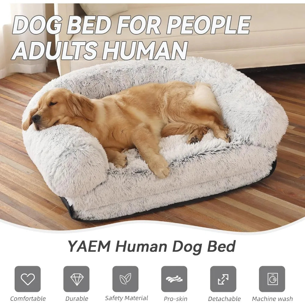 Large Dog Bed, 74" x 43" x 9", Foldable Plush and Washable Design.