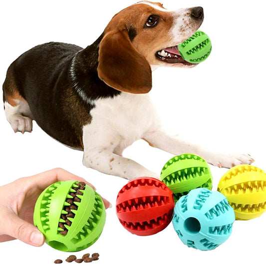 Treat Feeder Pet Interactive Rubber Ball Dogs Chew Toy.