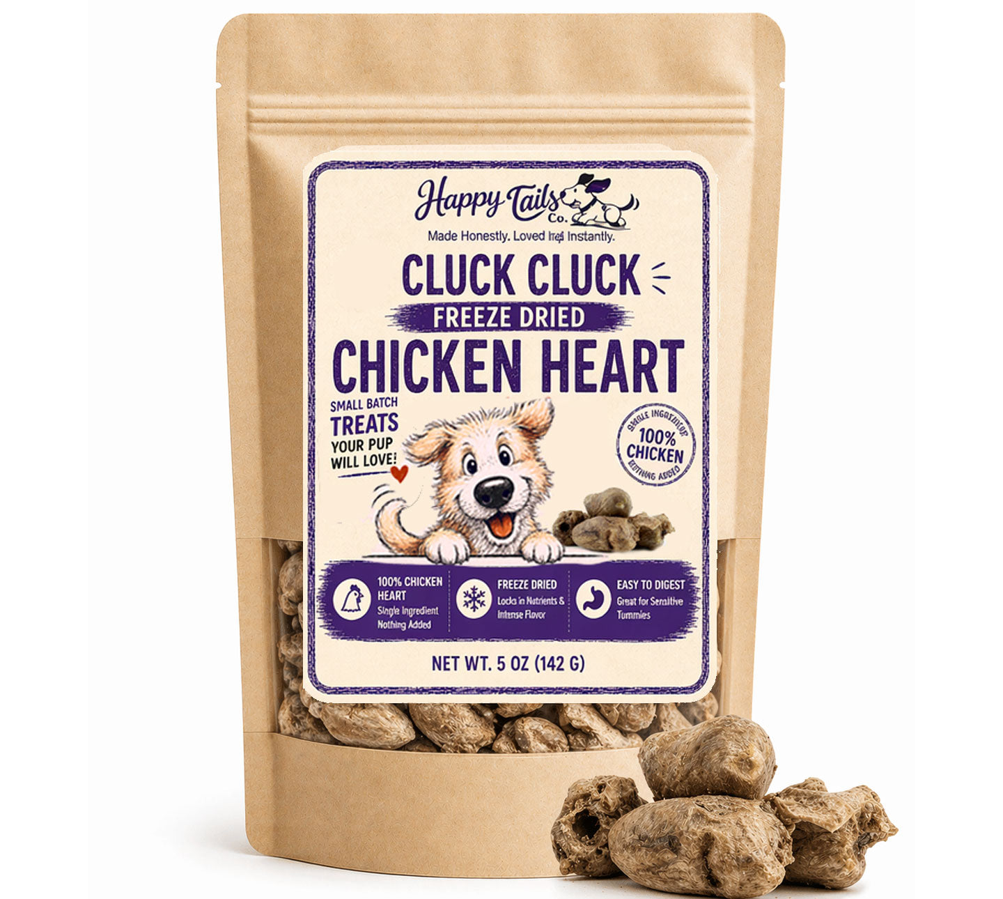 Cluck Cluck Freeze-Dried Chicken Heart | 4 oz
