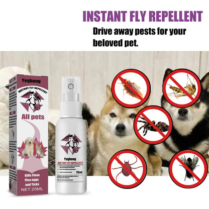 Pet Fur Spray for Effective Flea, Tick, and Mosquito Control in Dogs, Cats, and Home Environments.