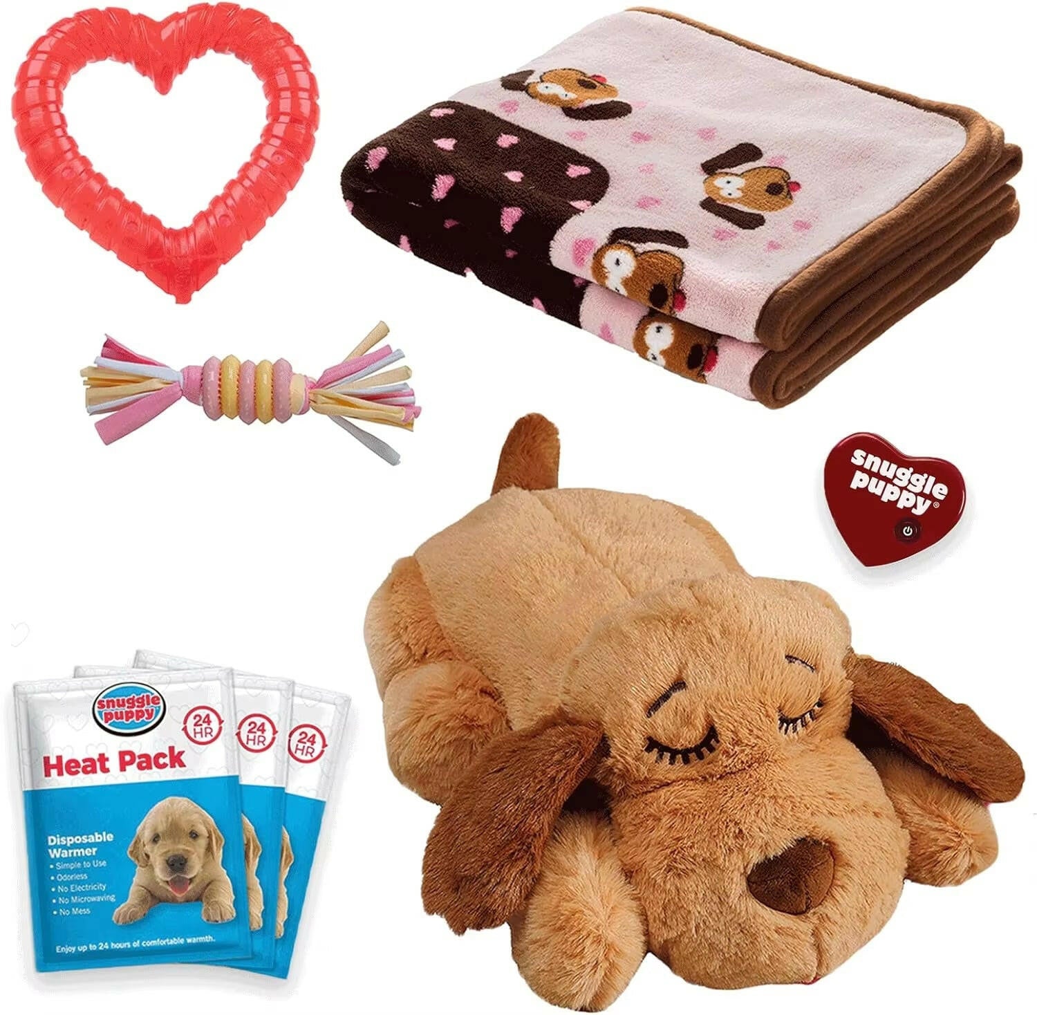 Anxiety Relief Starter Kit: Adorable Biscuit-Colored Puppy & Fun Pink Toy!.