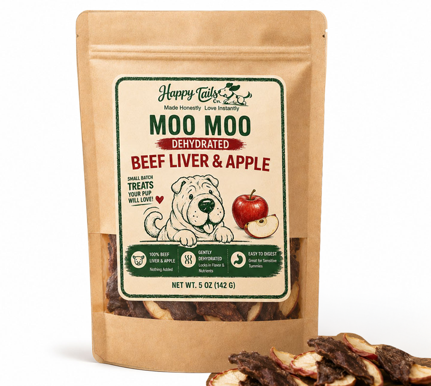 Moo Moo Dehydrated Beef Liver & Apple | 4 oz