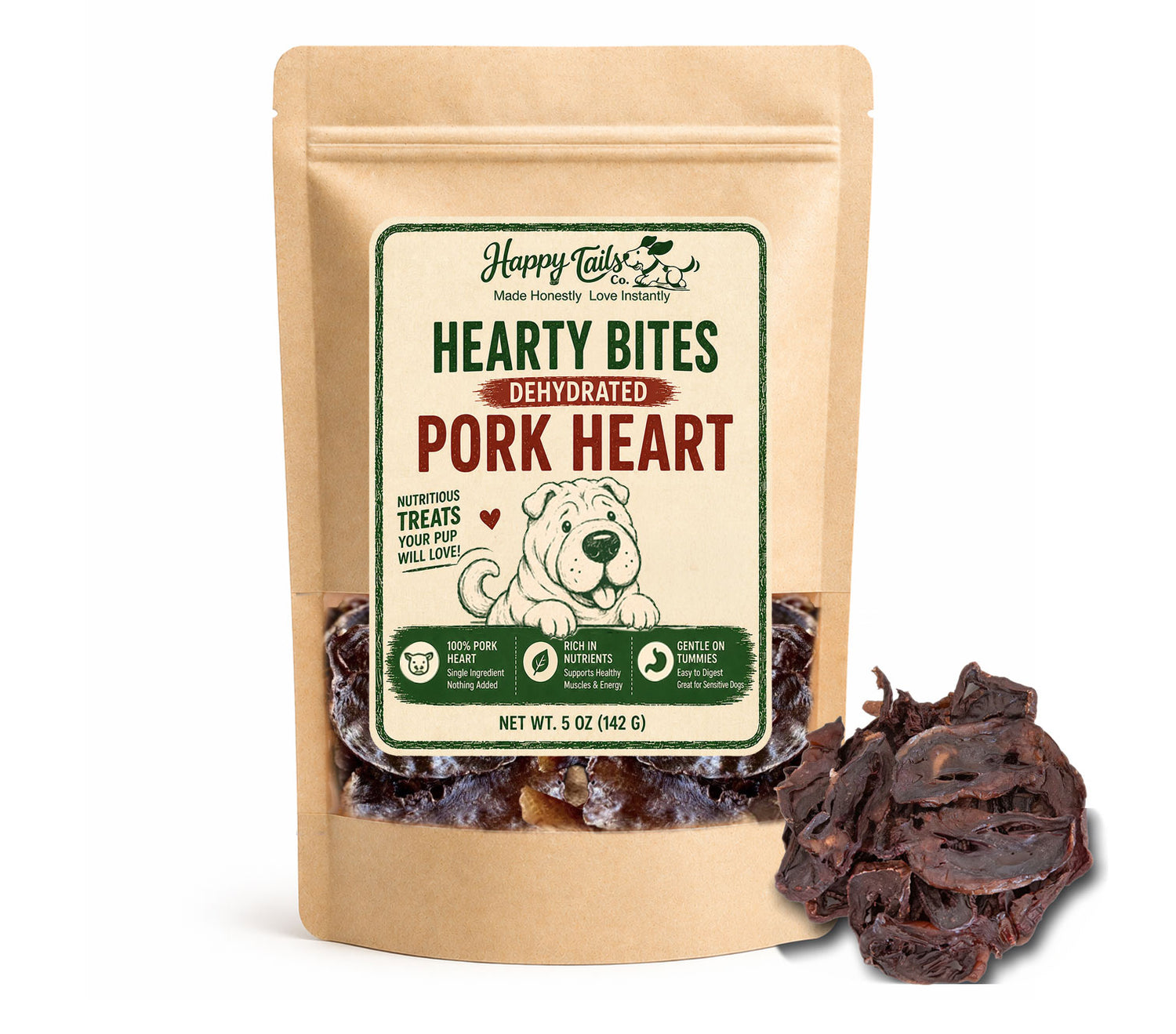 Oink Oink Dehydrated Pork Heart | 5 oz