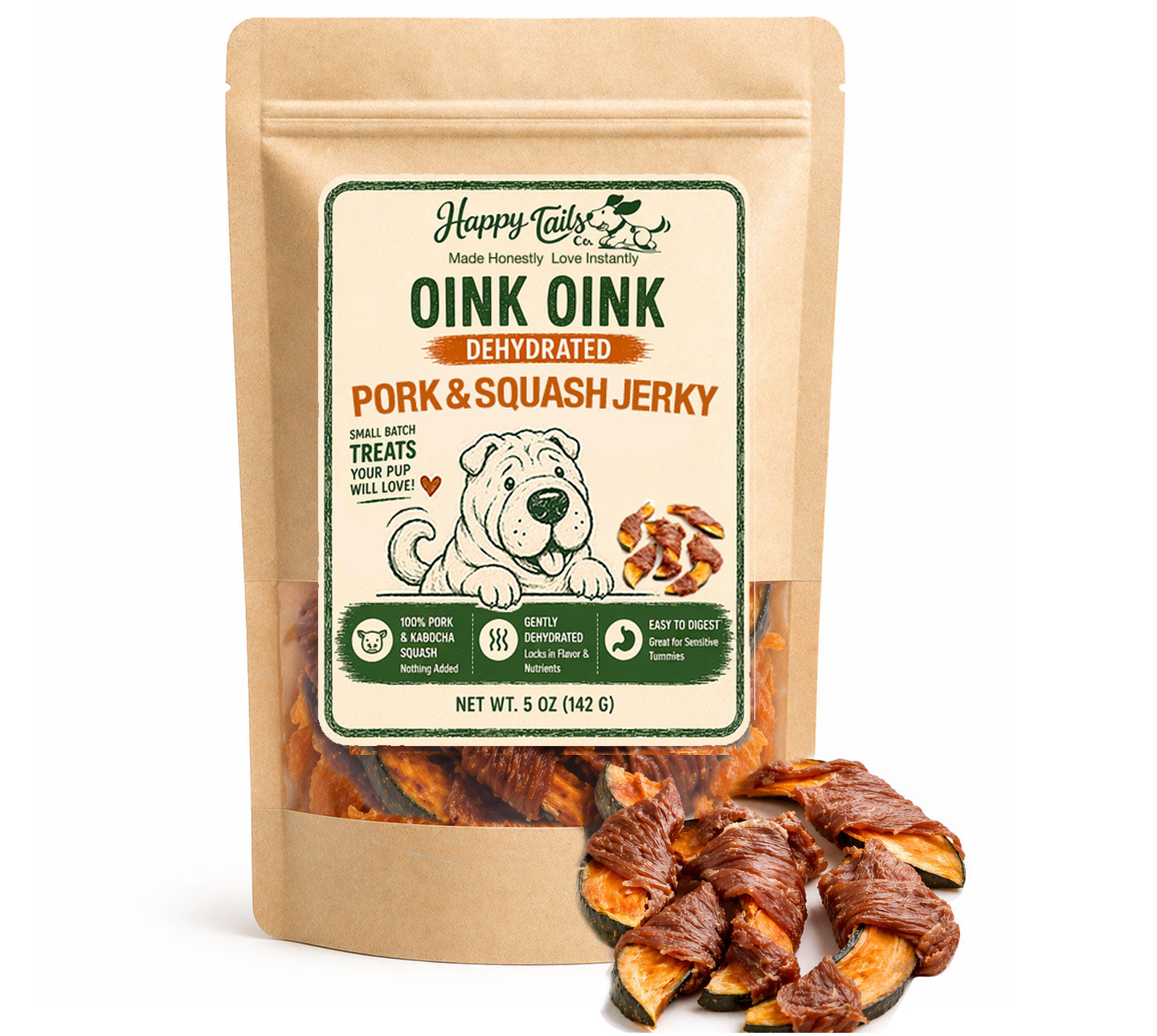 Oink Oink Dehydrated Pork & Kabocha Jerky | 4 oz