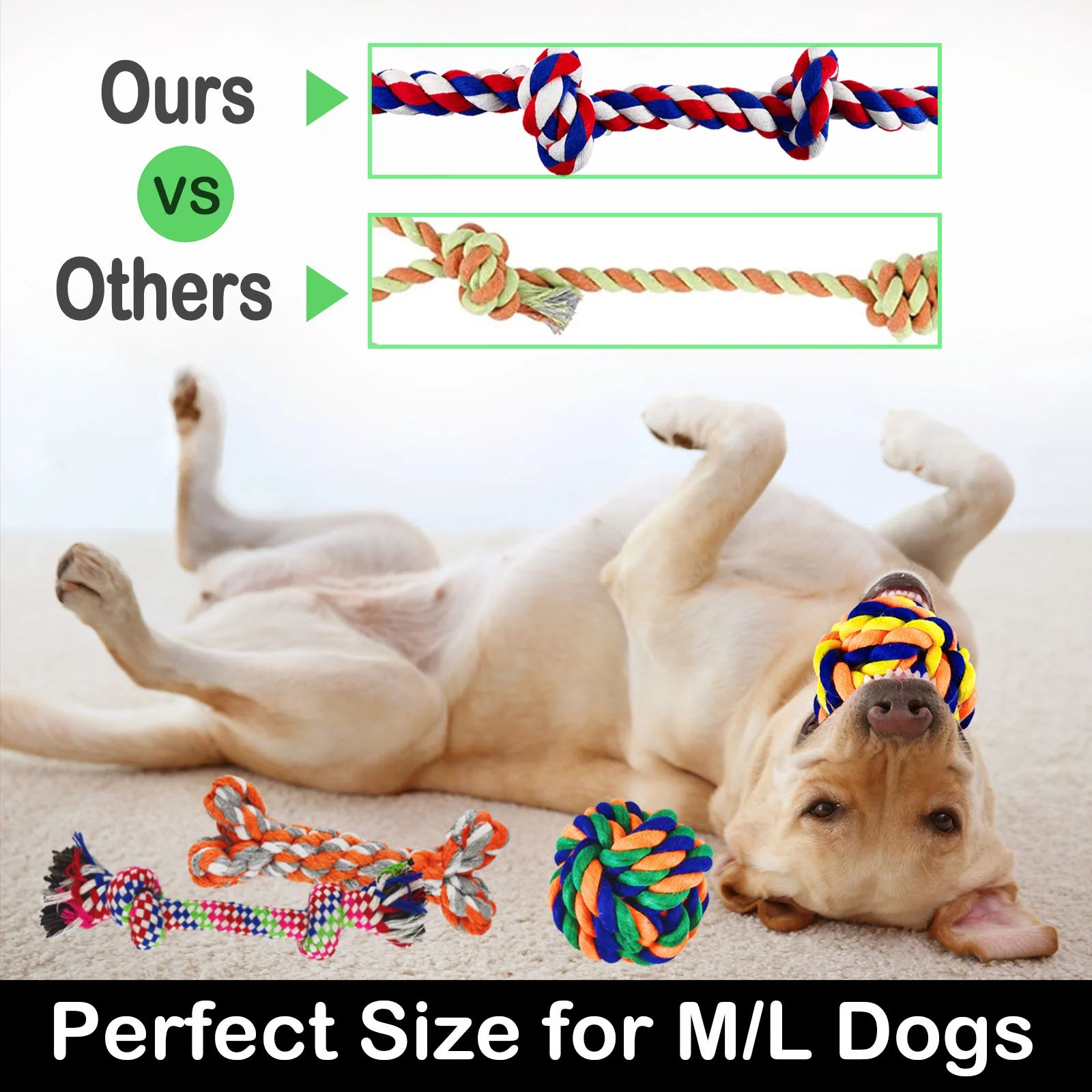 9-Piece Heavy Duty Tug & Chew Dog Toy Set with Natural Cotton Ropes.