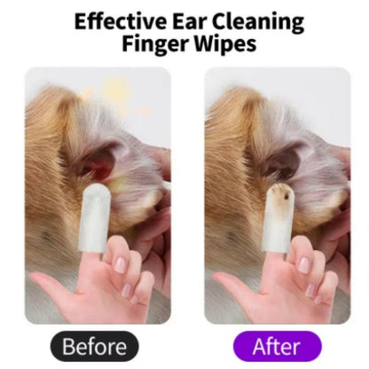 Convenient Disposable Pet Ear Cleaning Wipes with Finger Covers for Easy Ear Care and Mite Removal.